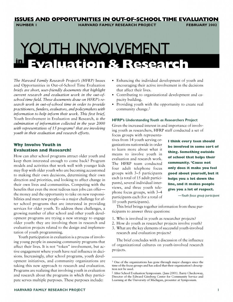 Youth Involvement in Evaluation & Research Arkansas Advocates for ...